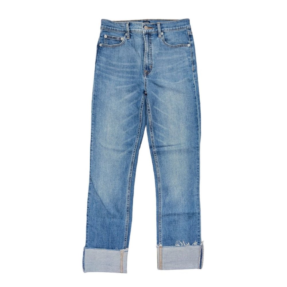 GAP Jeans High Rise Cigarette Straight Raw Hem Cuffed Denim Women's size 6/28